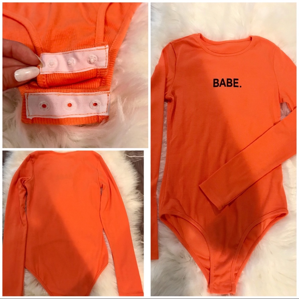 “BABE” Hot Orange Bodysuit - Picture 7 of 8